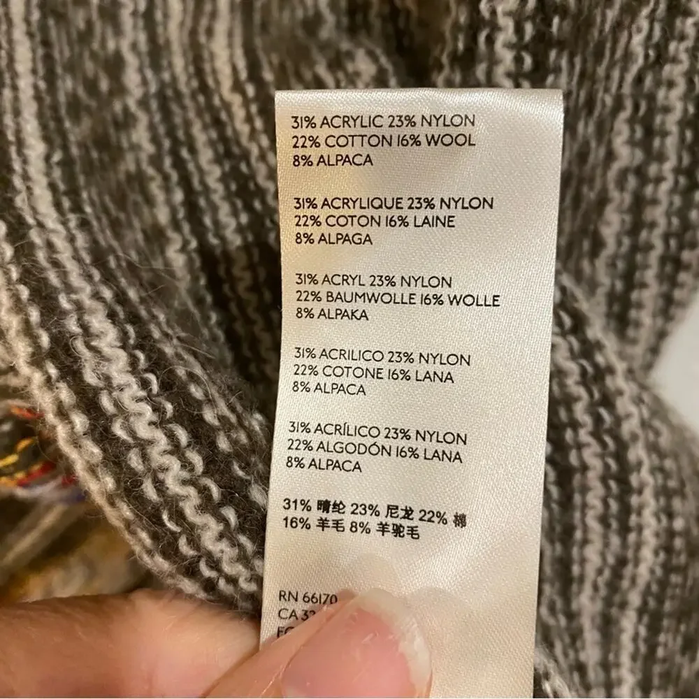 Free People Brown Multi Wool Alpaca Knit Poncho Sz S - Picture 7 of 12